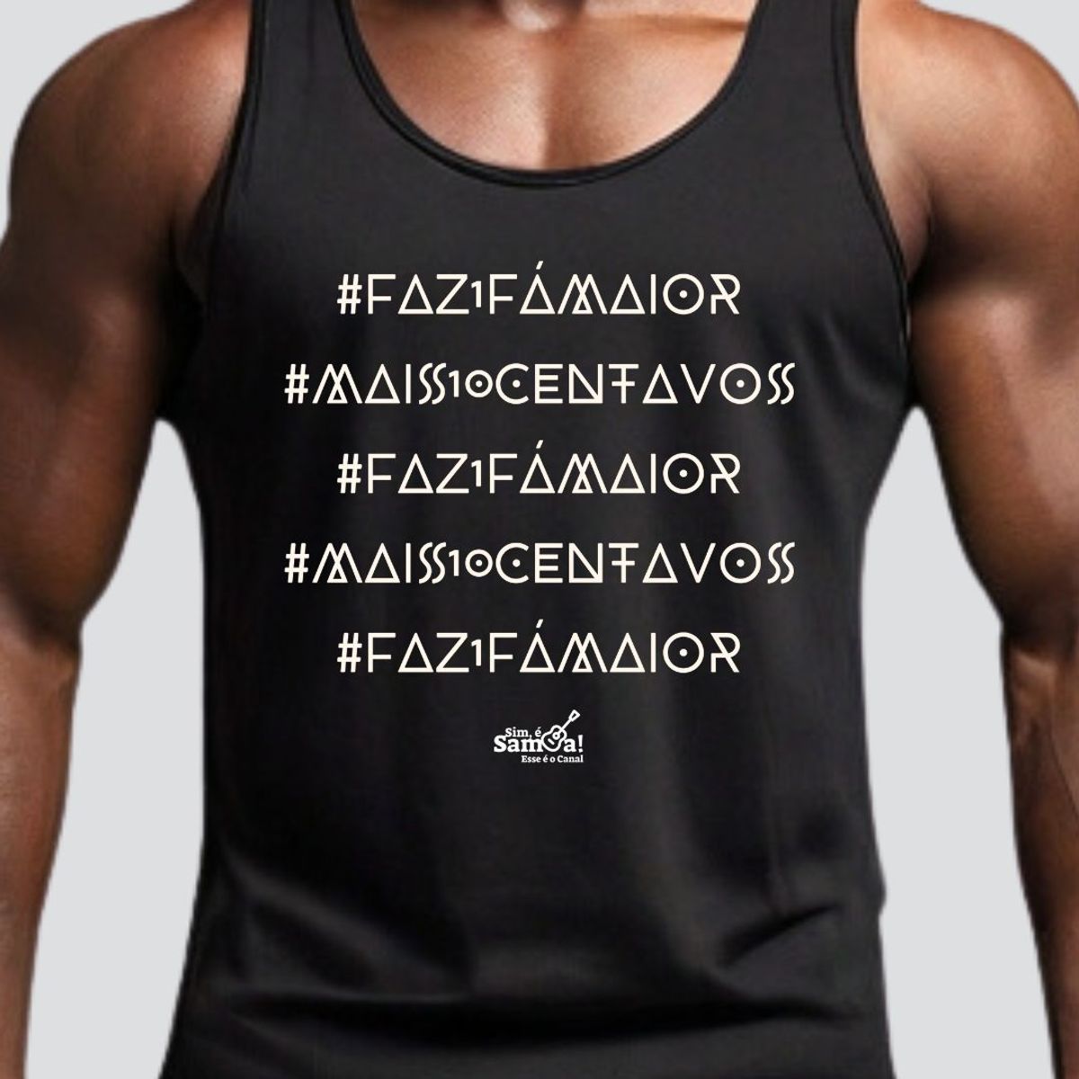 Nome do produto: Camiseta Regata Masculina - Faz Um Fá Maior - Mais Dez Centavos