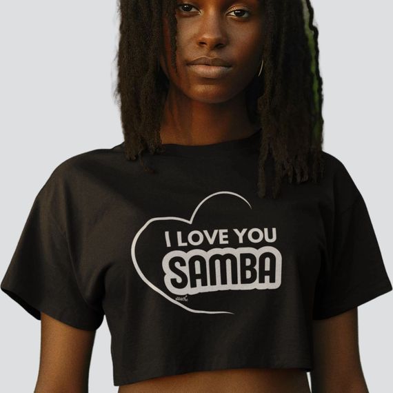 Camiseta Cropped Feminina - I Love You Samba - Preto