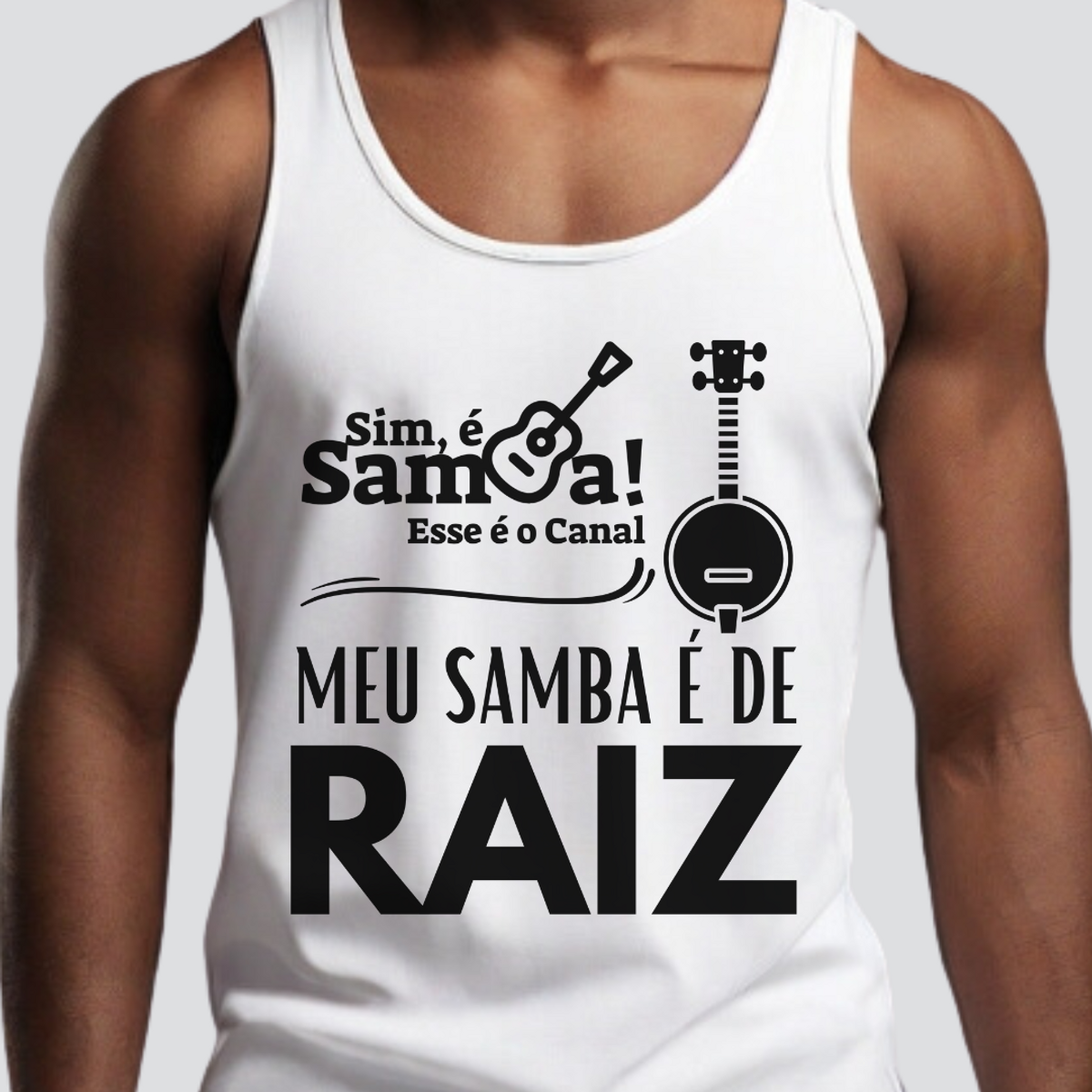 Nome do produto: Camiseta Regata Masculina - Meu Samba é de Raiz