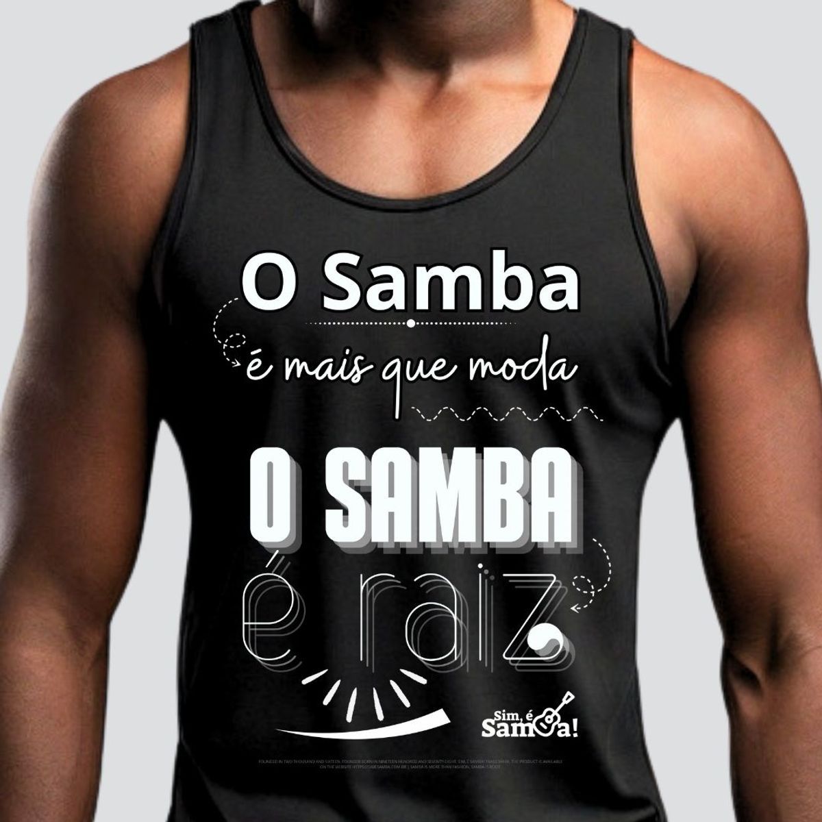 Nome do produto: Camiseta Regata Masculina - O Samba é Mais Que Moda o Samba é Raiz