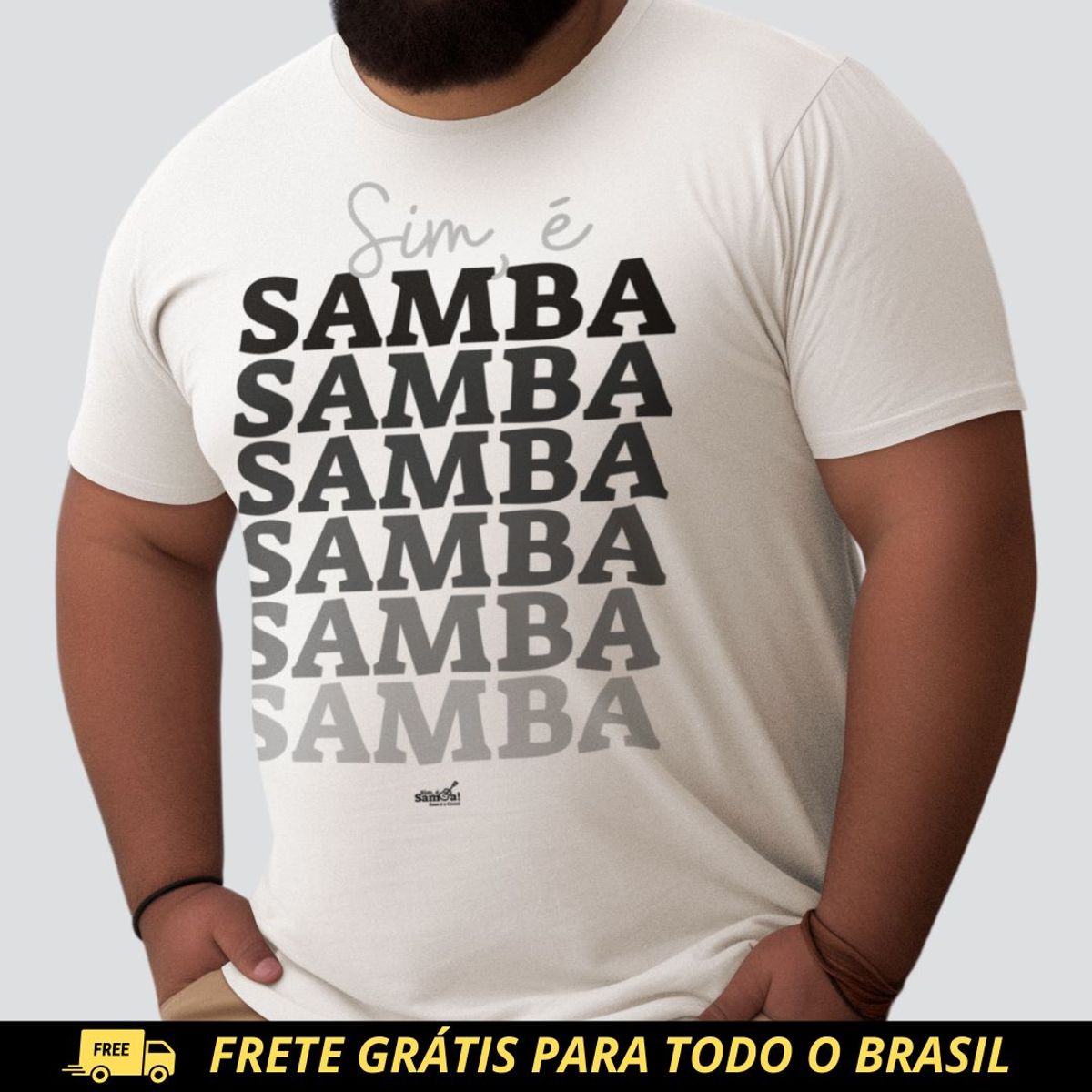 Nome do produto: Camiseta Plus Size - Sim é Samba Degrade