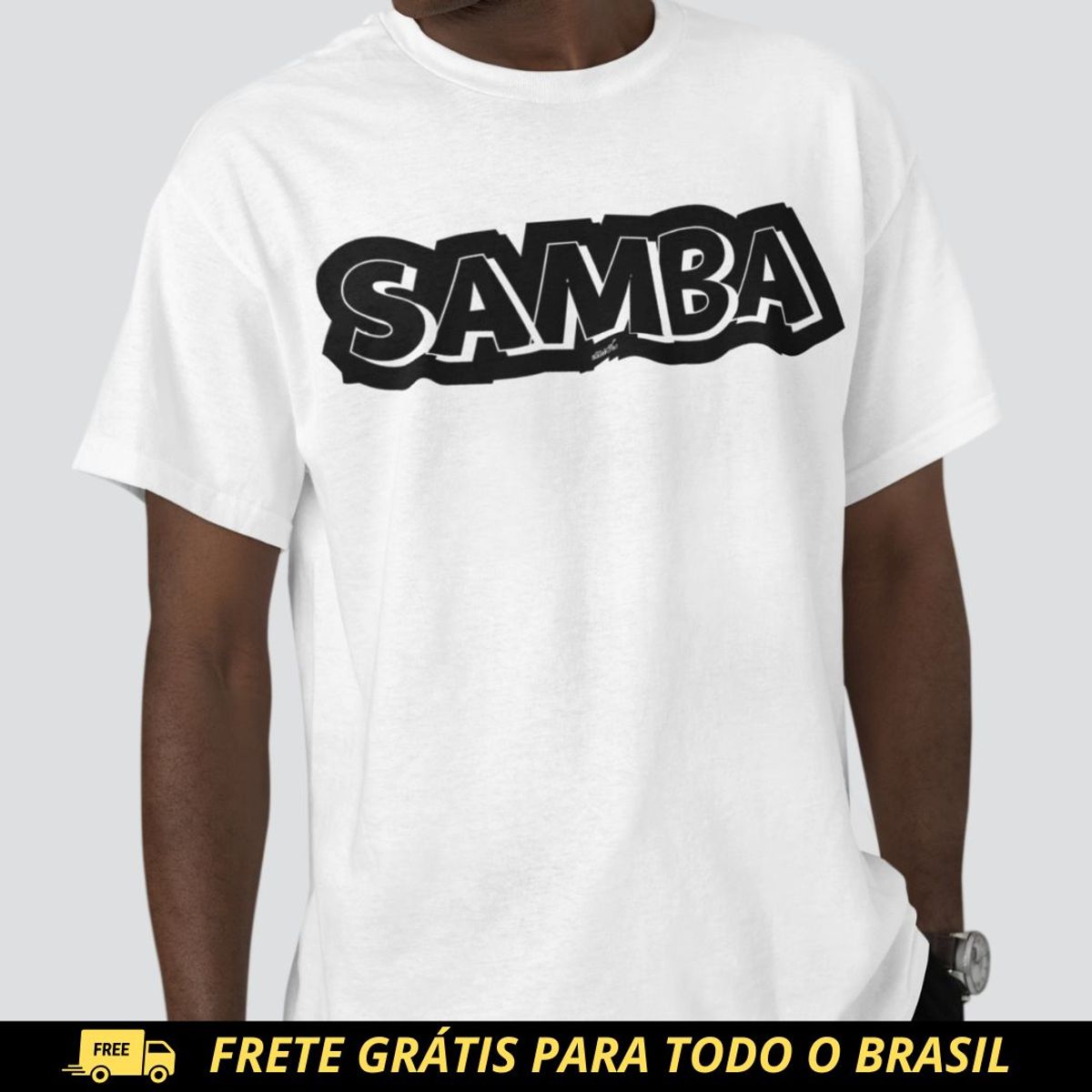 Nome do produto: Camiseta Quality Masculina - Estampa Samba