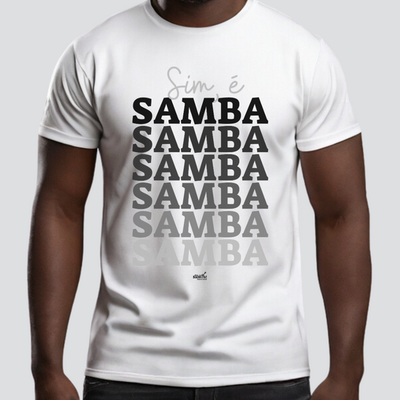 Camiseta Clássica Masculina - Sim é Samba Degradê