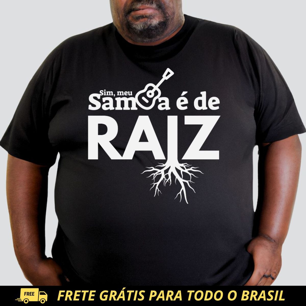 Nome do produto: Camiseta Plus Size - Sim Meu Samba é de Raiz