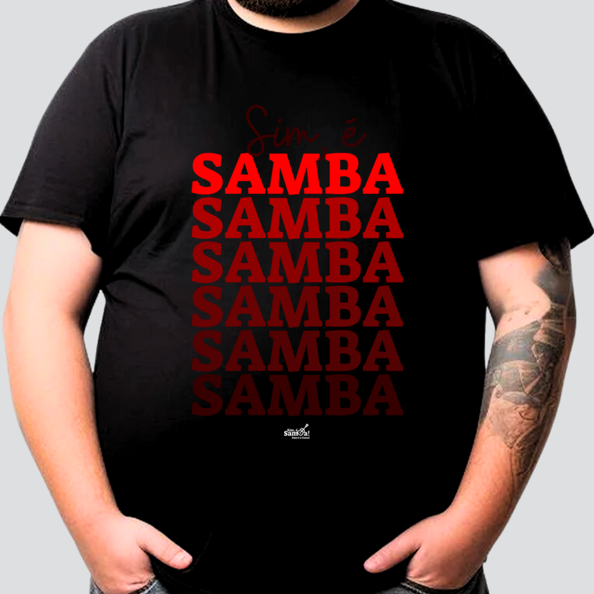 Nome do produto: Camiseta Plus Size - Sim é Samba Degradê