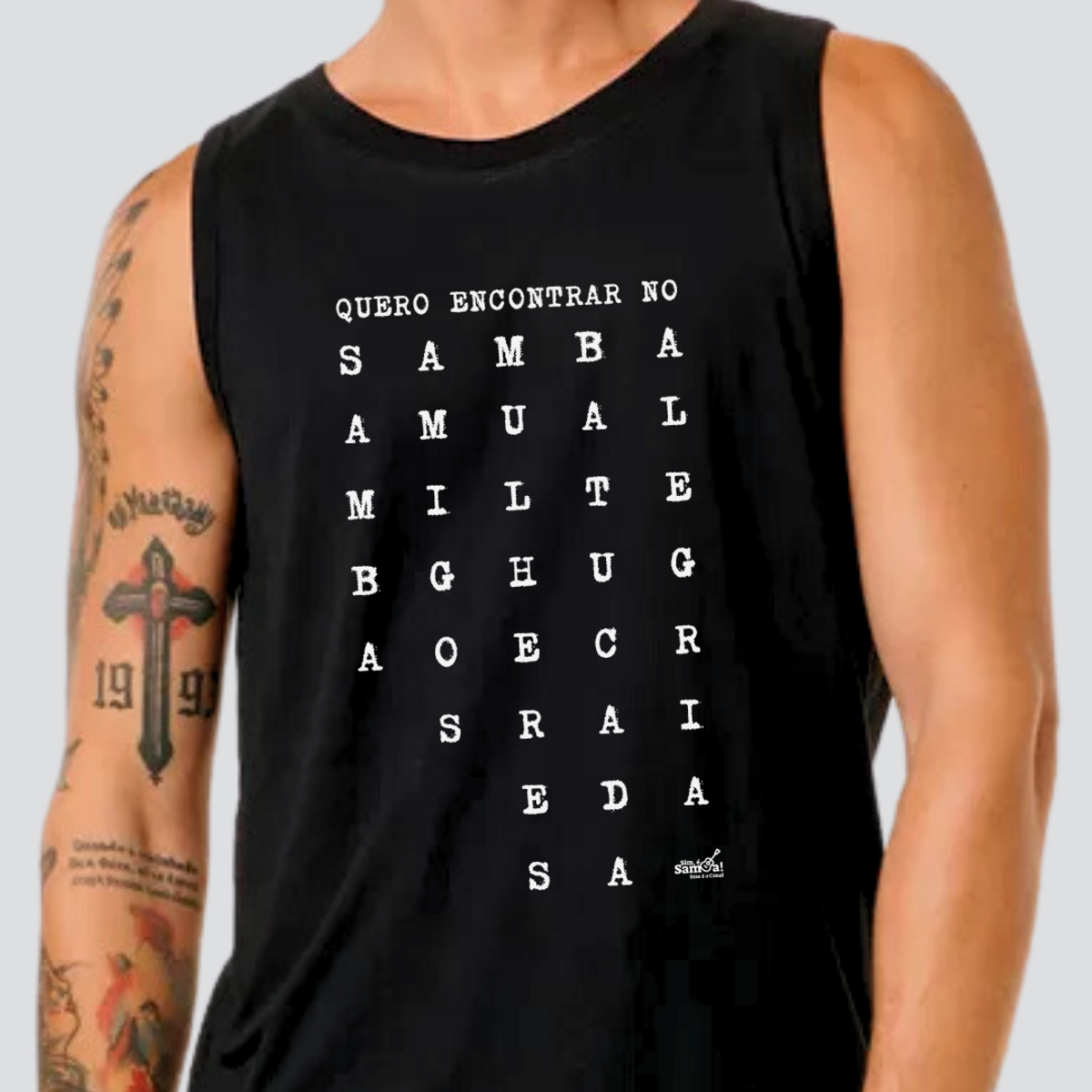 Nome do produto: Camiseta Regata Masculina - Quero Encontrar no Samba