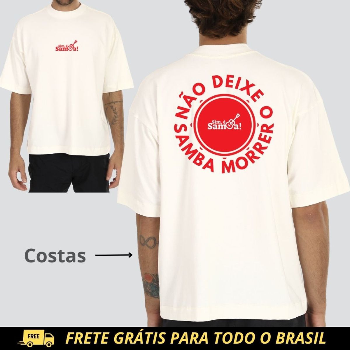 Nome do produto: Camiseta Oversized - Não Deixe o Samba Morrer