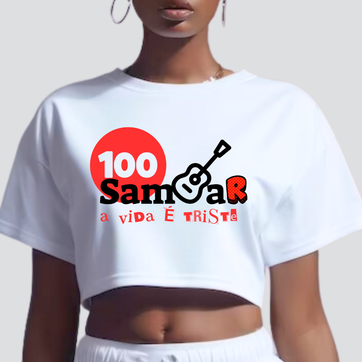 Nome do produto: Camisa Cropped Feminina - Sem Sambar a Vida é Triste