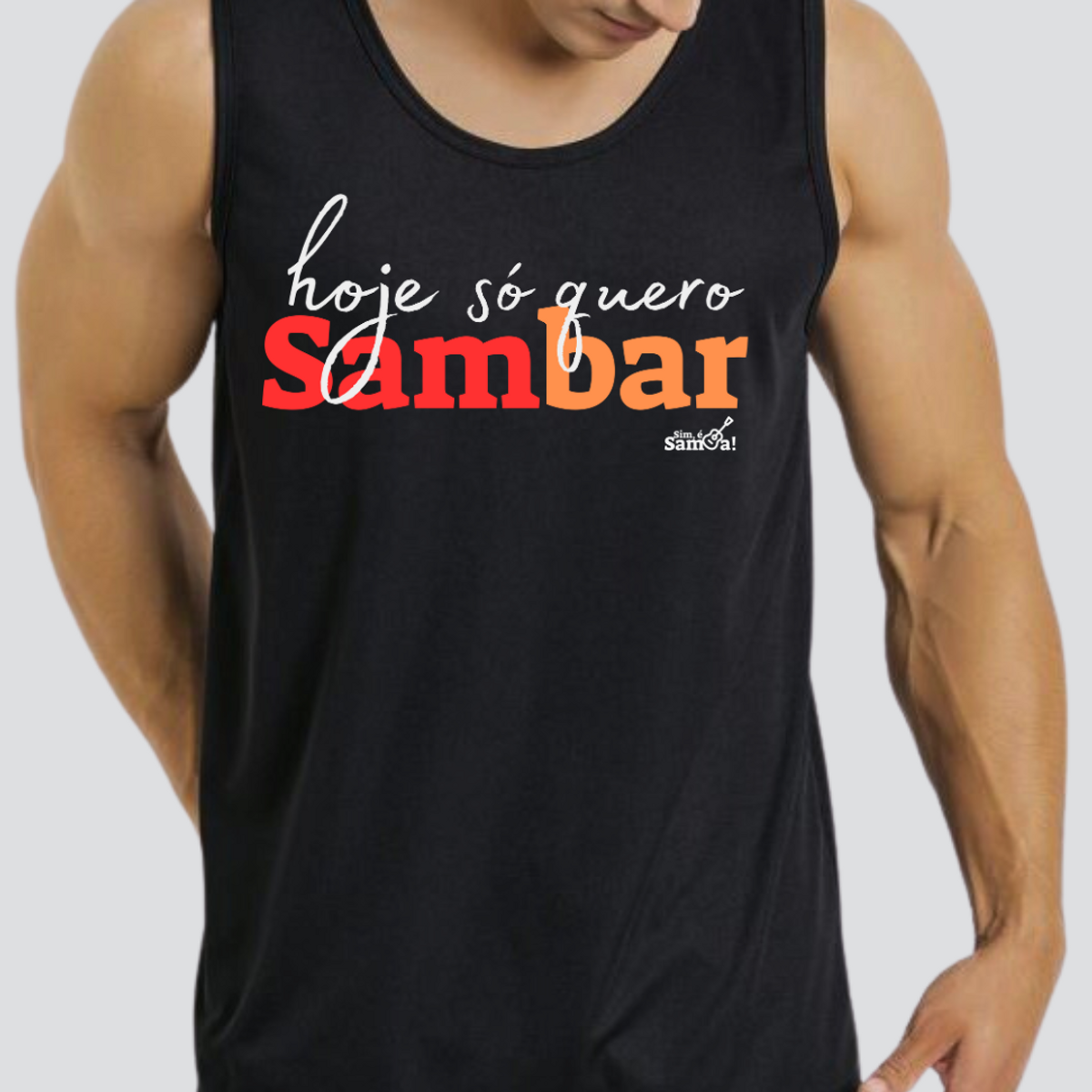 Nome do produto: Camiseta Regata Masculina - Hoje só Quero Sambar