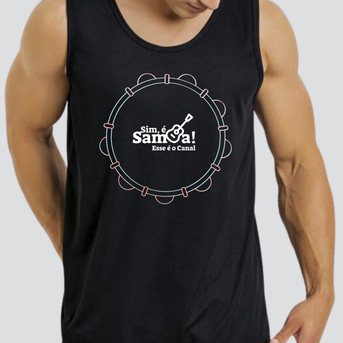 Nome do produto: Camiseta Regata Masculina - Pandeiro Sim é Samba