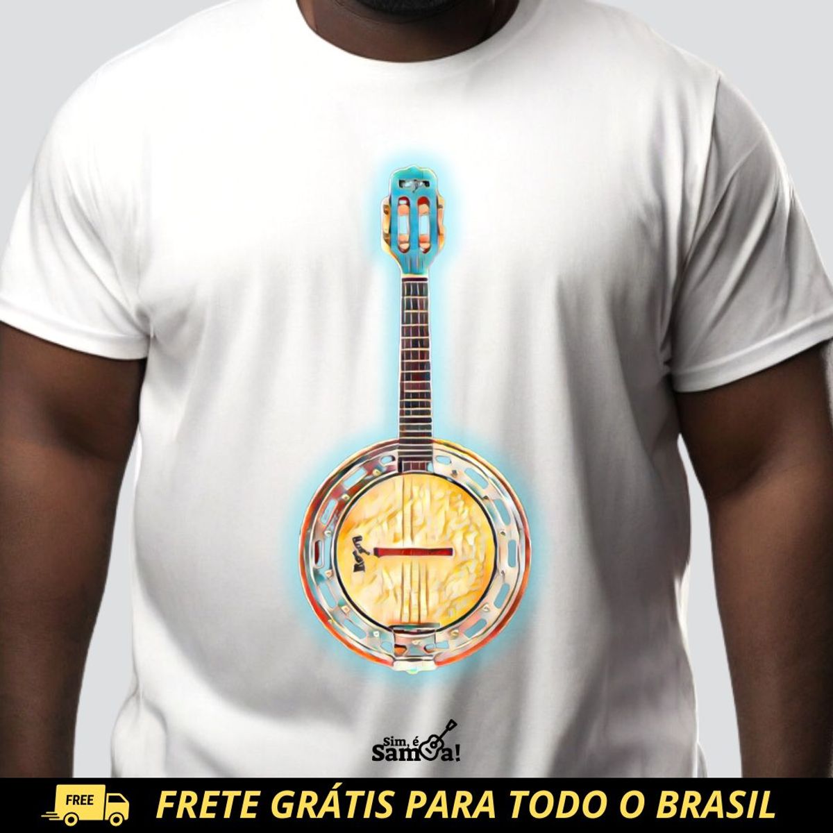 Nome do produto: Camiseta Plus Size - Banjo Sim é Samba