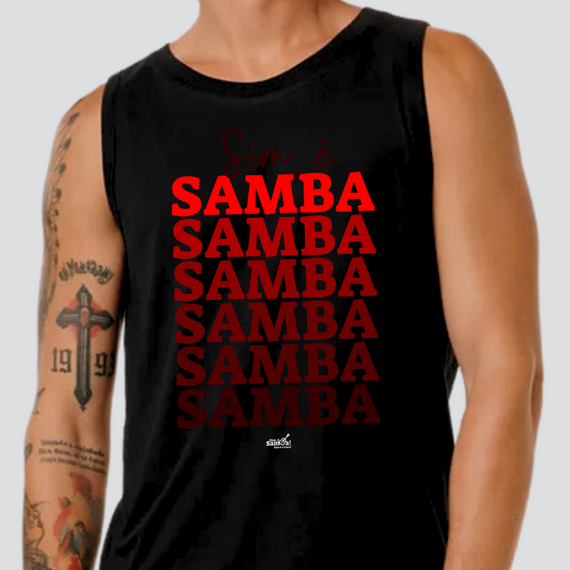 Camiseta Regata Masculina - Sim é Samba Degradê