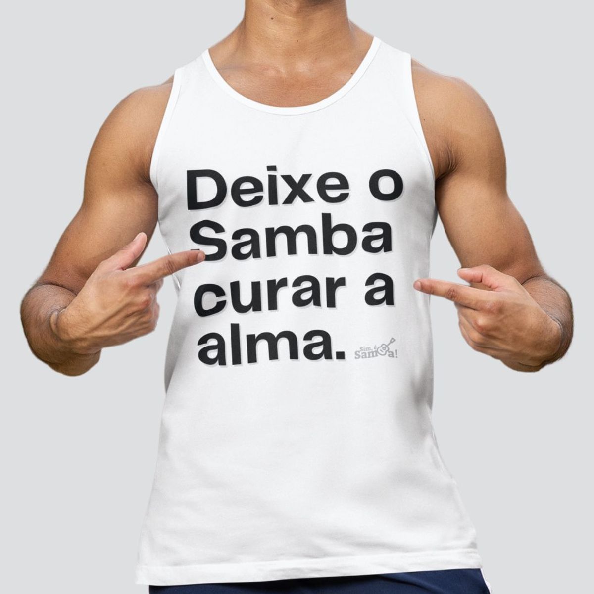 Nome do produto: Regata Quality Masculina - Deixe o Samba Curar a Alma