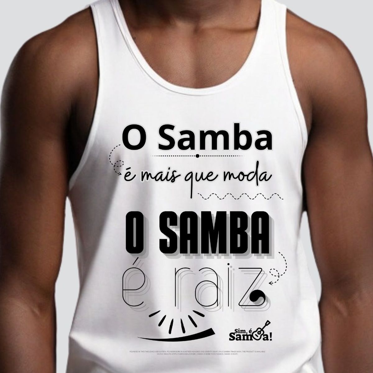 Nome do produto: Camiseta Regata Masculina - O Samba é Mais que Moda