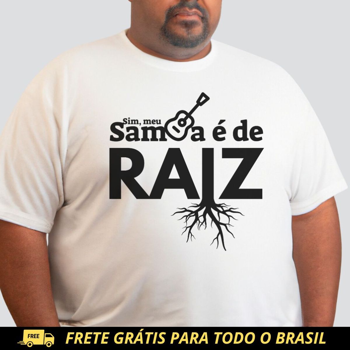 Nome do produto: Camiseta Plus Size - Sim Meu Samba é de Raiz