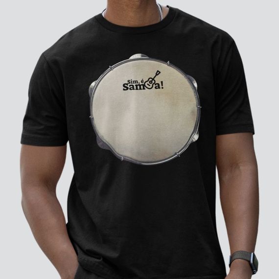 Camiseta Clássica Masculina - Pandeiro Sim é Samba