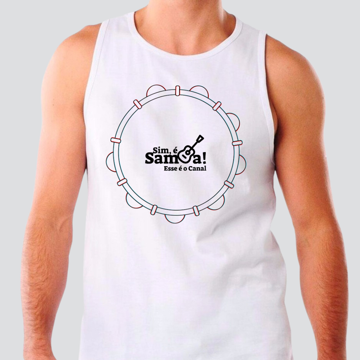 Nome do produto: Camiseta Regata Masculina - Pandeiro Sim é Samba