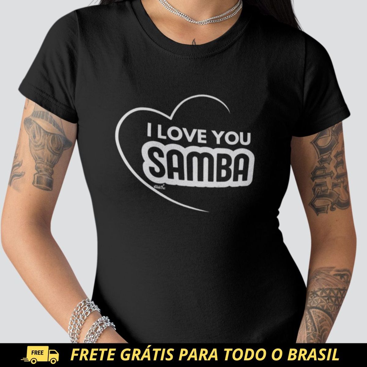 Nome do produto: Camiseta Baby Long Quality Feminina - I Love You Samba