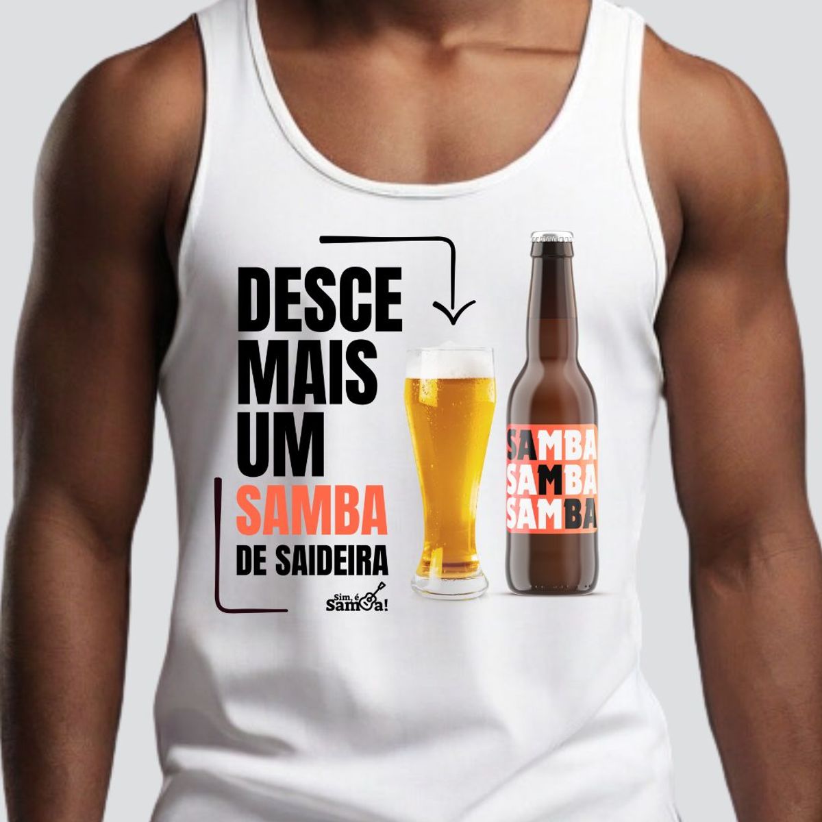 Nome do produto: Camiseta Regata Masculina - Desce Mais Um Samba de Saideira