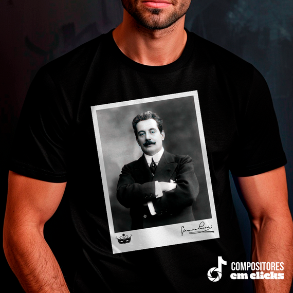 Giacomo Puccini - Compositores em Clicks - Camiseta Pima Peruano