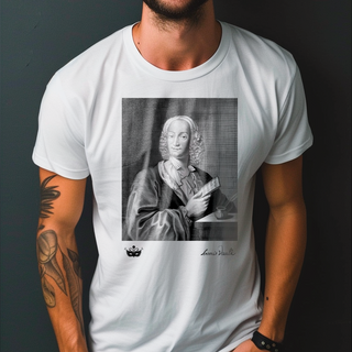 Antonio Vivaldi - Compositores em Canvas - Camiseta Pima