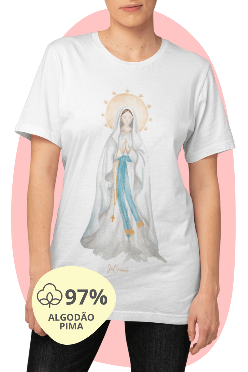 Nome do produto: Camiseta Pima - Mãezinha de Lourdes #01