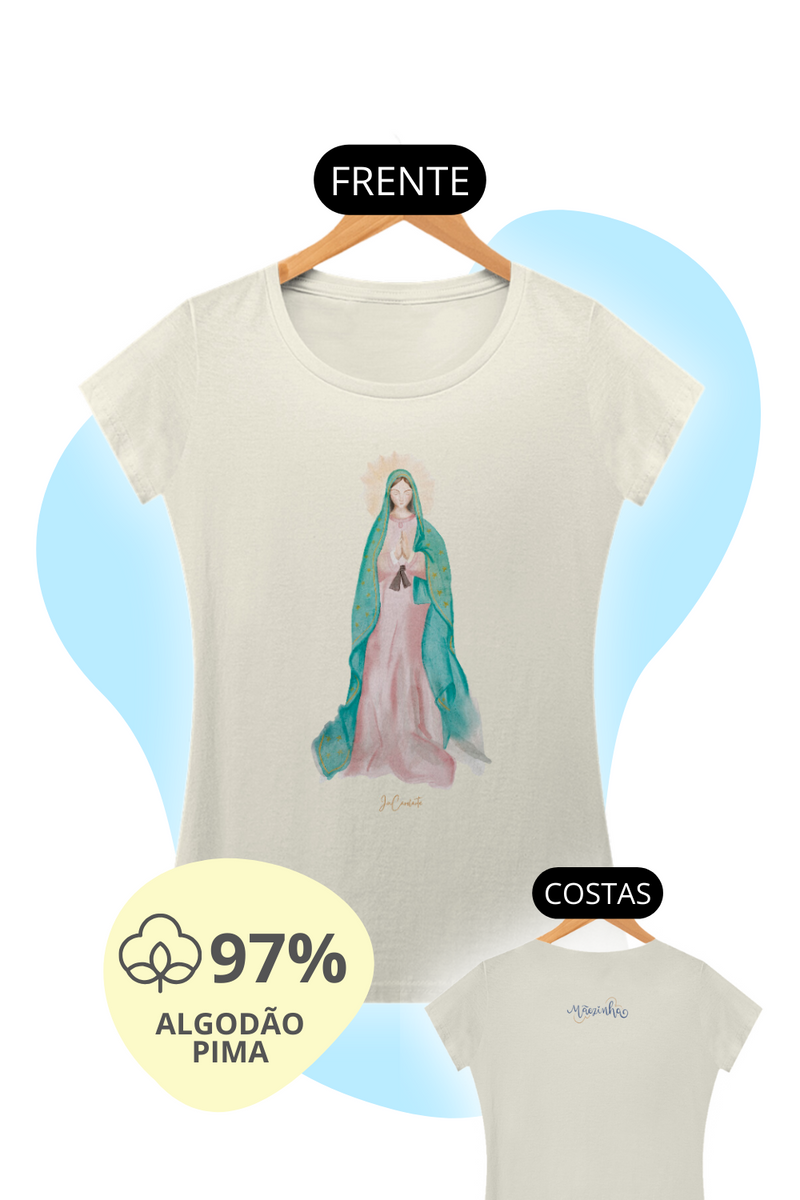 Nome do produto: Camiseta Feminina Pima - Mãezinha de Guadalupe #01