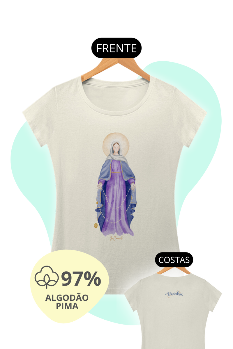 Nome do produto: Camiseta Feminina Pima - Mãezinha das Lagrimas #01