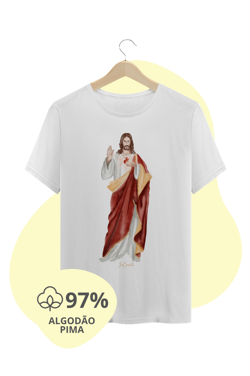 Nome do produto: Camiseta Unissex Pima - Sagrado Coração de Jesus #01