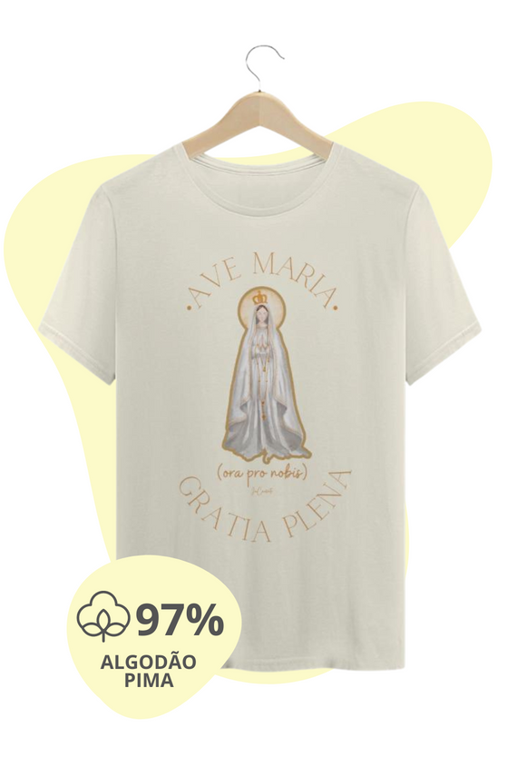 Camiseta Unissex Pima - Mãezinha de Fátima (Ave Maria)