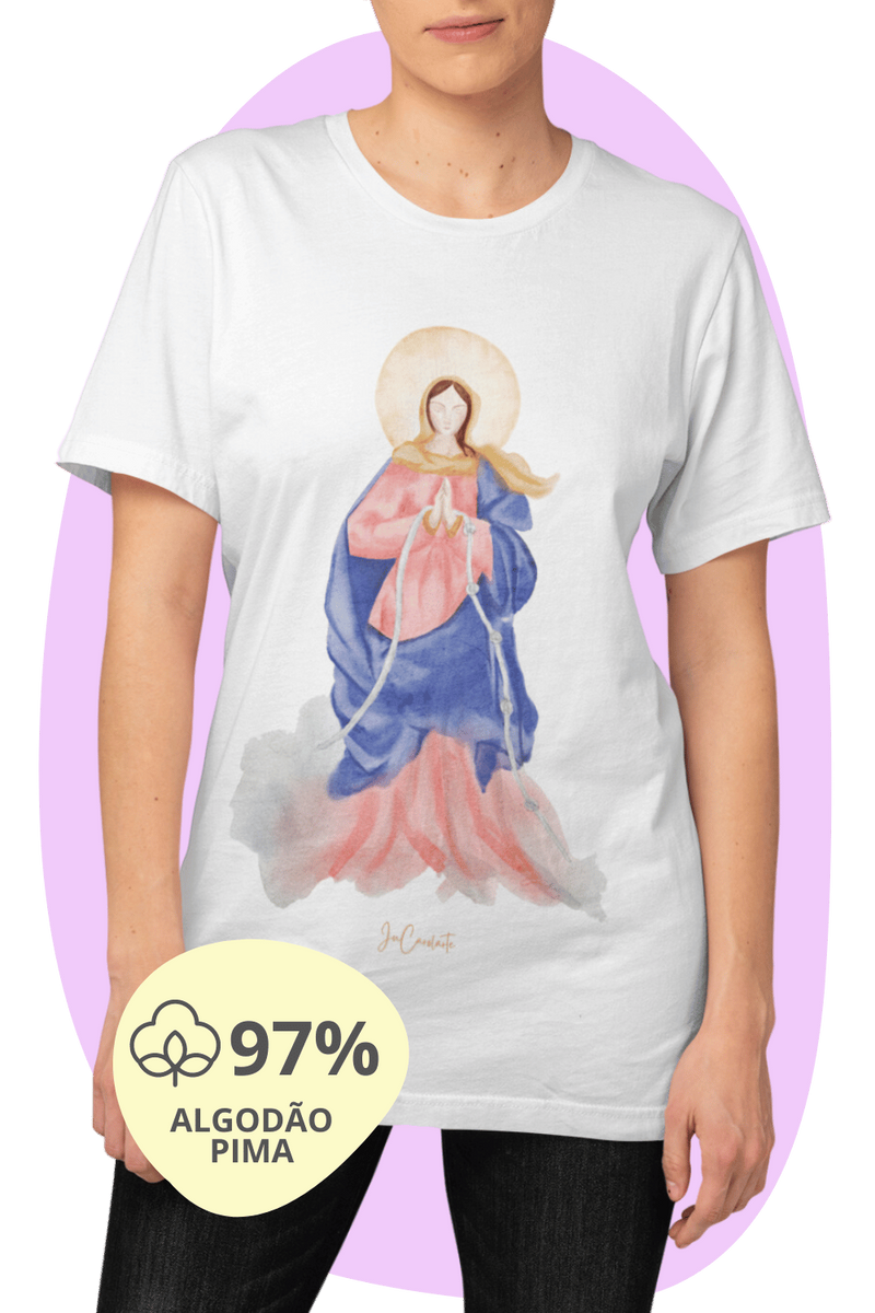 Nome do produto: Camiseta Pima - Mãezinha desatadora dos nós  #01