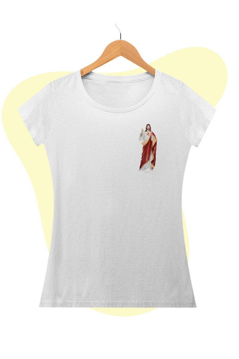 Nome do produto: Camiseta Feminina -  Sagrado Coração de Jesus #02