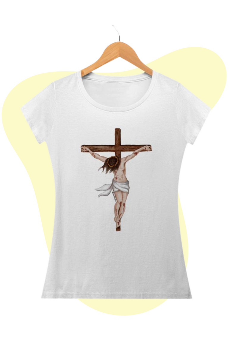 Nome do produto: Camiseta Feminina - Jesus Crucificado