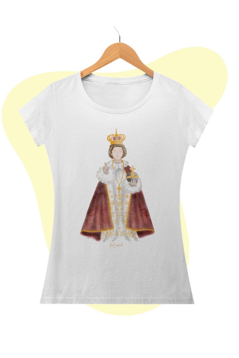 Nome do produto: Camiseta Feminina - Menino Jesus de Praga