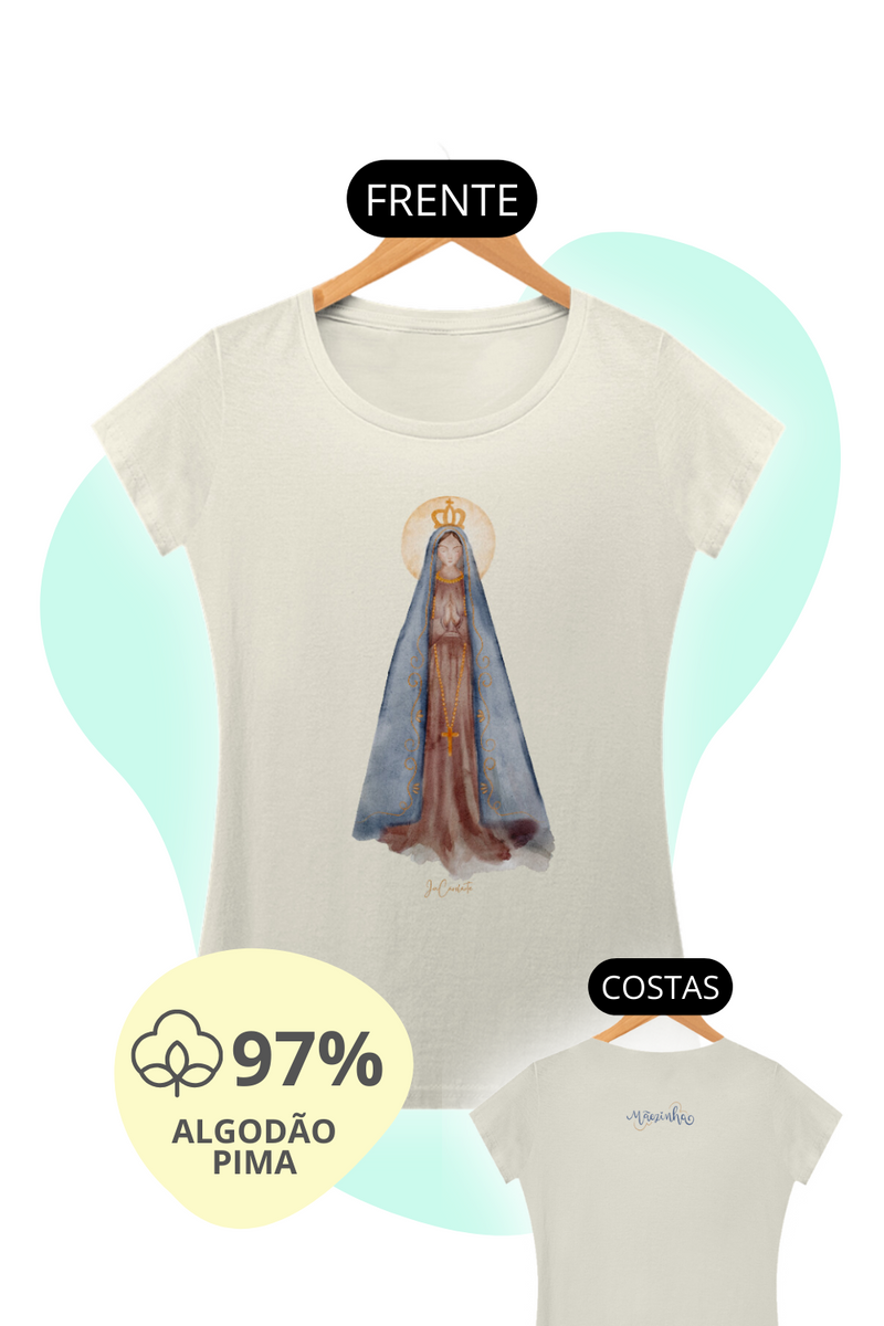 Nome do produto: Camiseta Feminina Pima - Mãezinha Aparecida #02