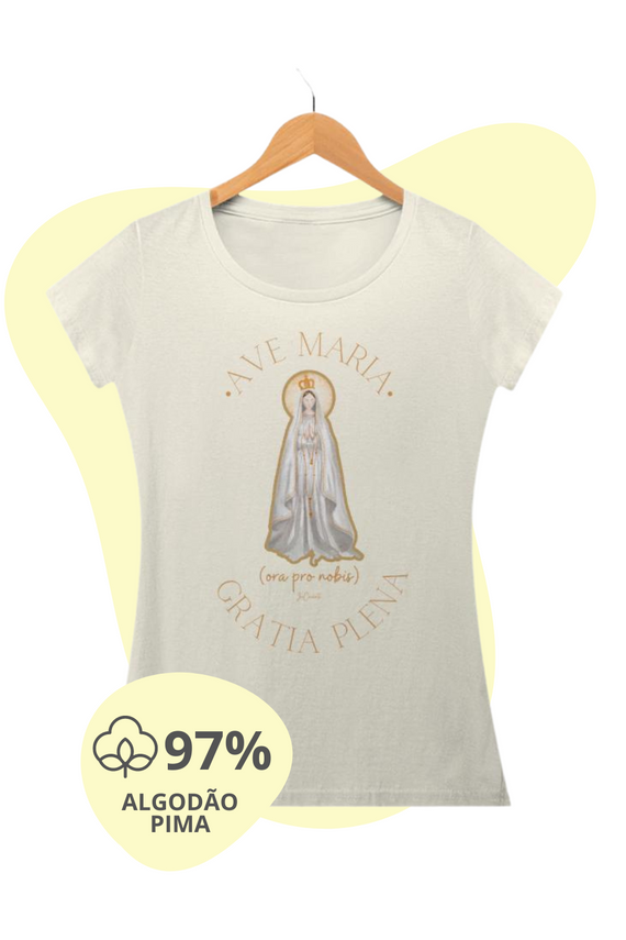 Camiseta Feminina Pima - Mãezinha de Fátima (Ave Maria)