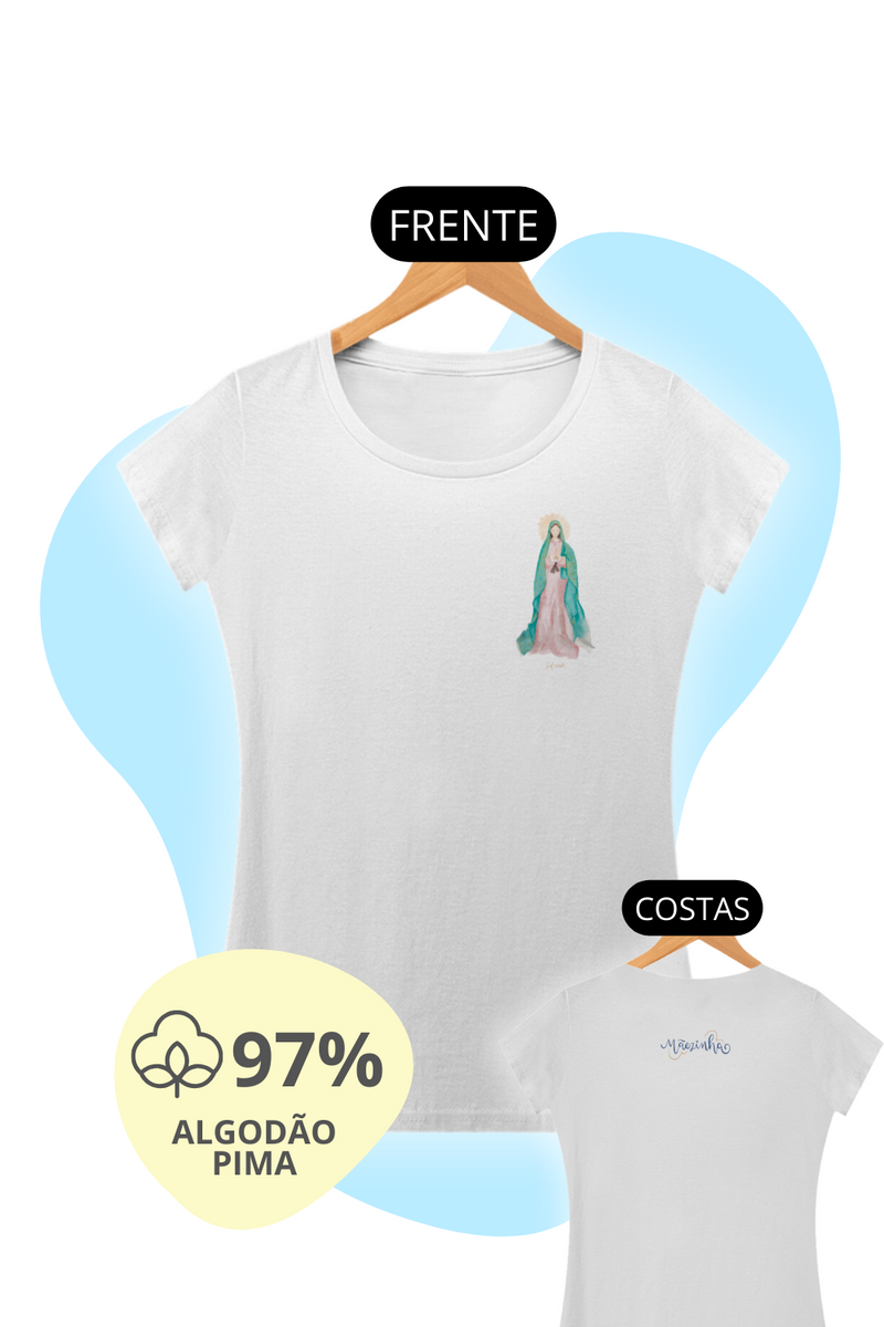 Nome do produto: Camiseta Feminina Pima - Mãezinha de Guadalupe #01
