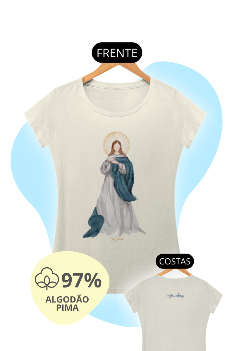 Nome do produto: Camiseta Feminina Pima - Mãezinha da Imaculada Conceição #01