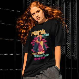 Nome do produtoCamiseta Oversized Punk Spirit Preta Frente