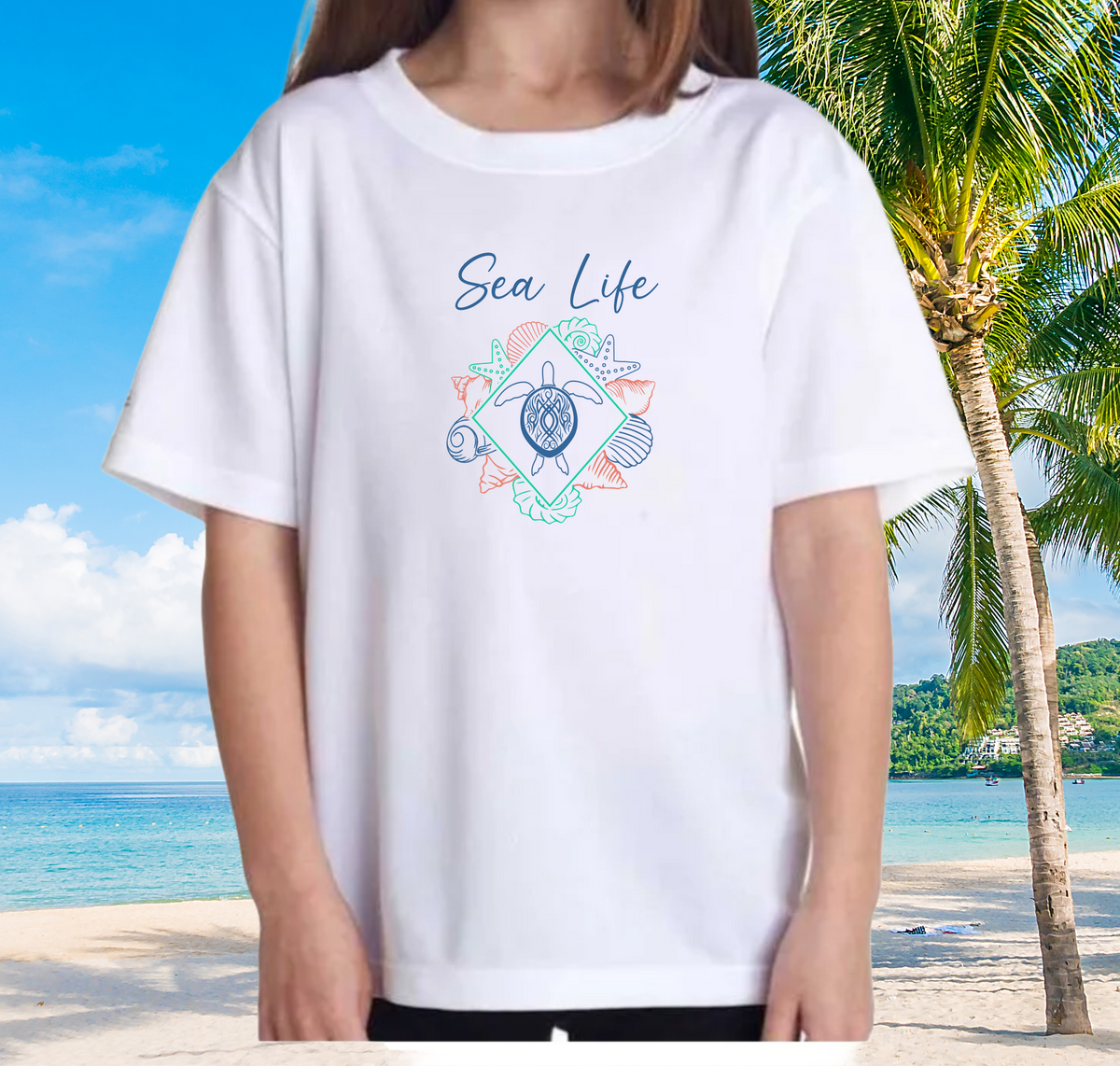 Nome do produto: Camiseta 10-14 anos  Sea Life Tartaruga - Ref 805