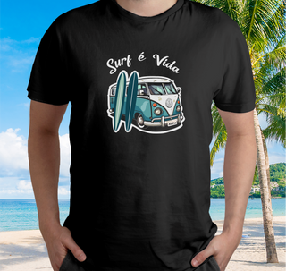 Camiseta Surf é Vida Kombi - Black - Ref 312