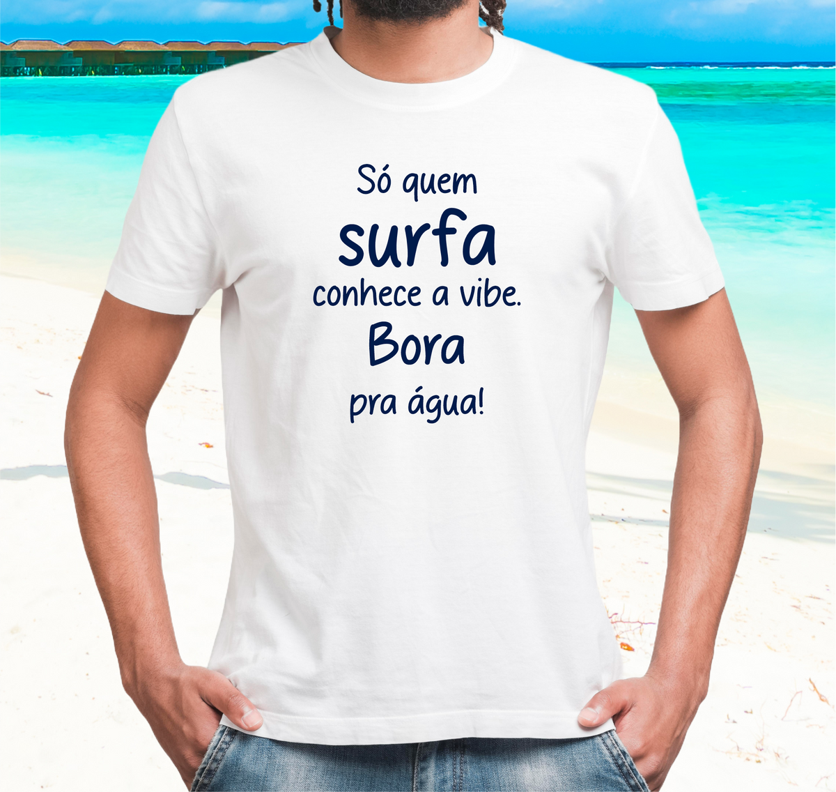 Nome do produto: Camiseta Frase Surf Bora pra Água - Ref 401