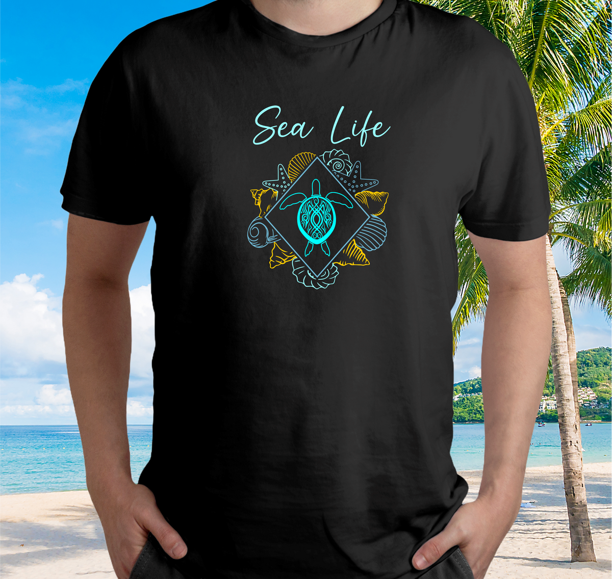 Nome do produto: Camiseta Sea Life Tartaruga - Color - Ref 902