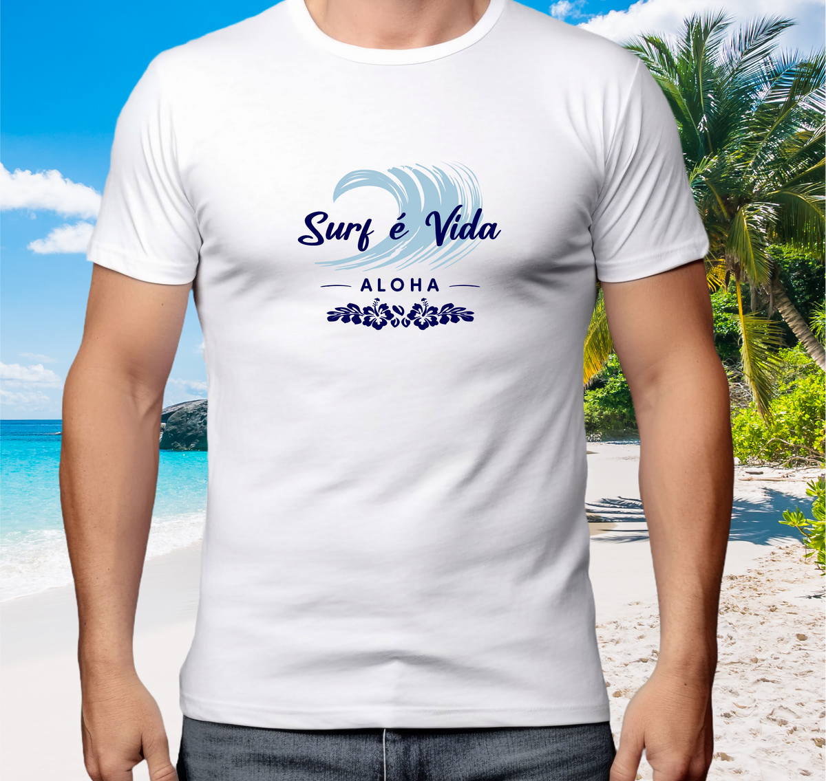 Nome do produto: Camiseta Surf é Vida Onda - Ref 301