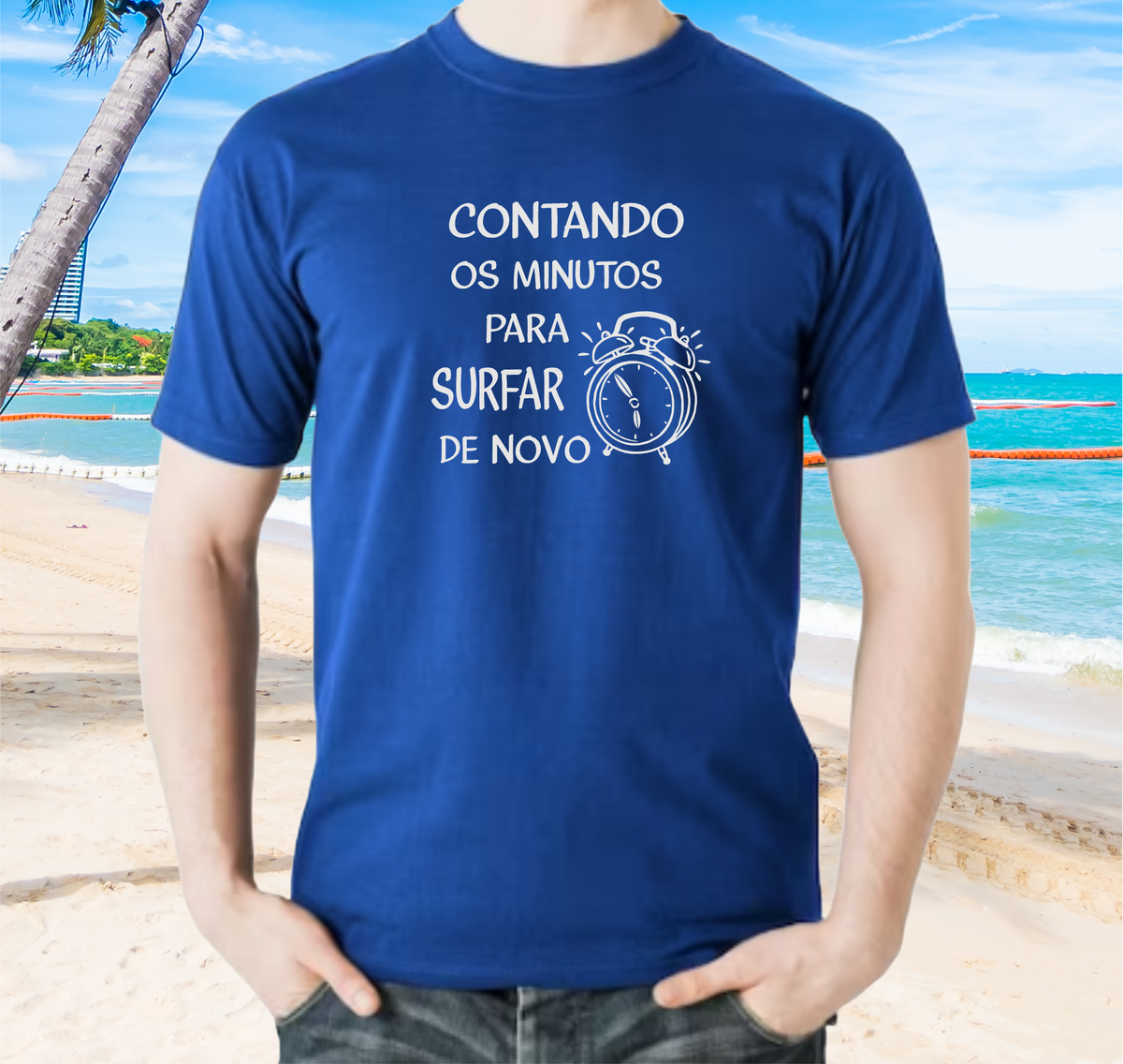 Nome do produto: Camiseta Frase Surf Relógio - Color - Ref 404