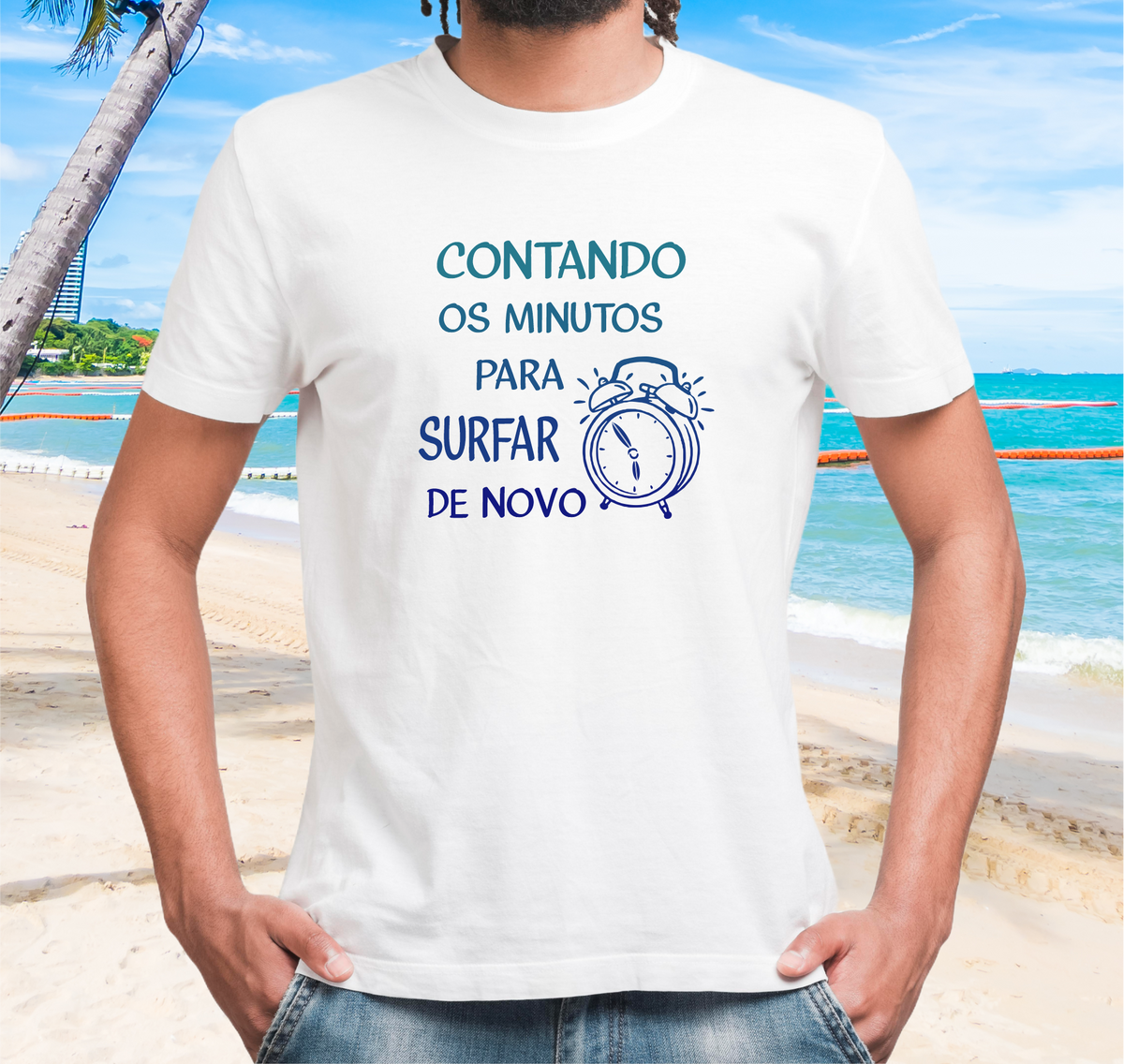 Nome do produto: Camiseta Frase Surf Relógio - Ref 403