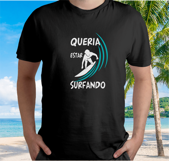 Camiseta Frase Surf  Surfando - Color - Ref 408