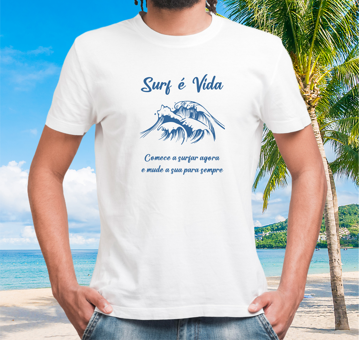 Nome do produto: Camiseta Surf é Vida Frase - Ref 313