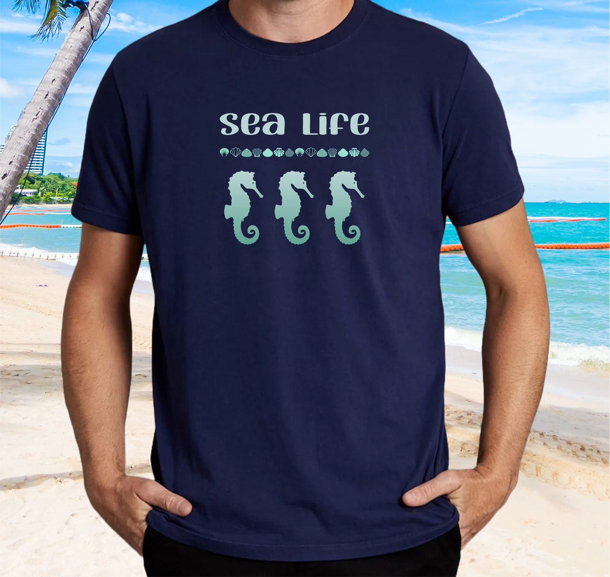 Nome do produto: Camiseta Sea Life Cavalo Marinho - Color - Ref 907