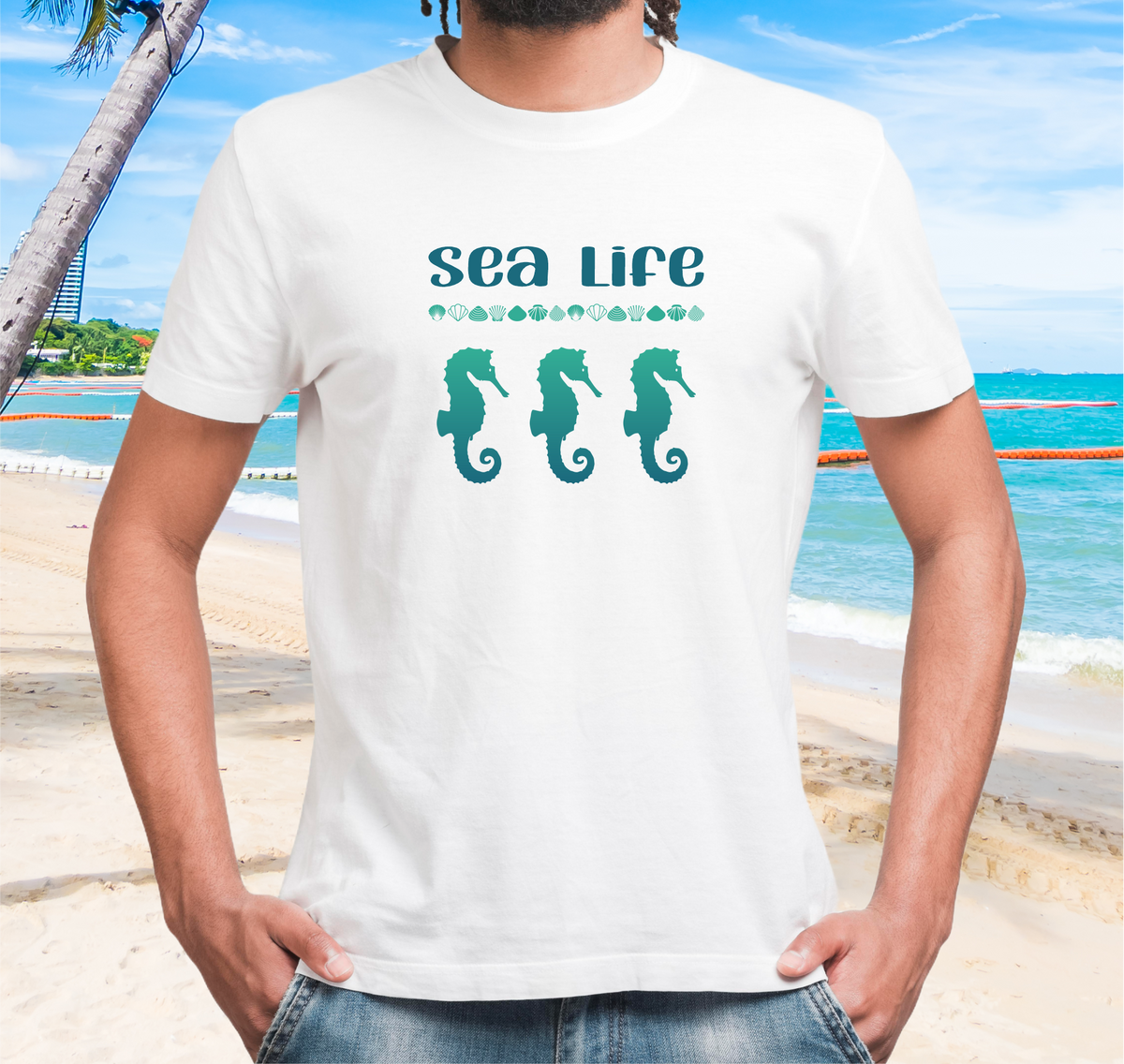 Nome do produto: Camiseta Sea Life Cavalo Marinho - Ref 905